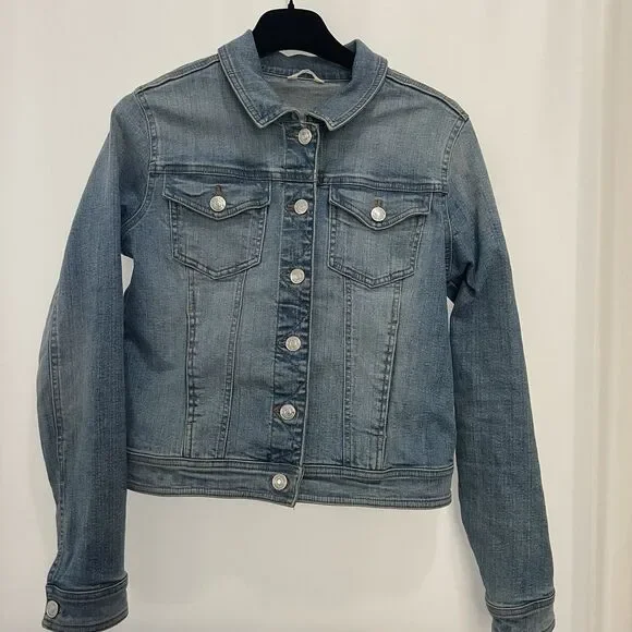 Denim Jean Stretch Jacket Embroidered Flamingo Aloha SZ S/M - Picture 2 of 11